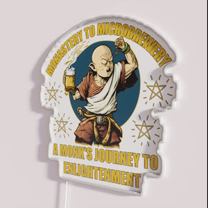 Retro monastery to brewery transformation themed neon sign artwork