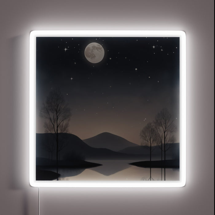 Glowing Neon Sign That Captures the Magic of Moonlit Nights