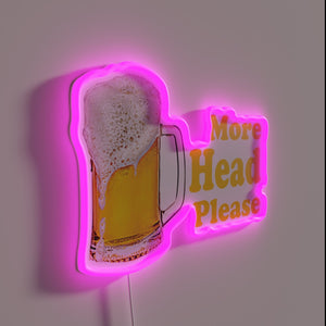 Beer lover's playful request in colorful neon signage with humor.