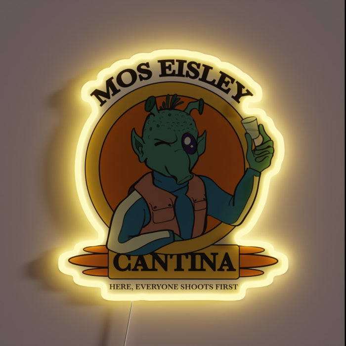 Illustration of a green alien holding a drink with the text 