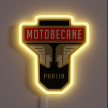 Charger l&#39;image dans la galerie, Vintage Motobécane headstock logo with glowing yellow neon outline.