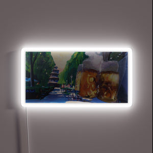 Vibrant RGB neon sign of the famous Chinese Pagoda Garden