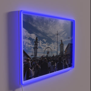Vibrant Munich Oktoberfest Festival Neon Sign with Colorful RGB Accents