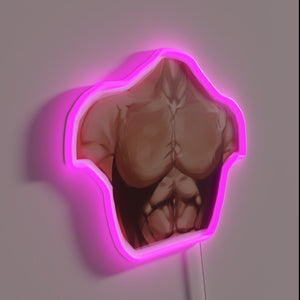 Muscular Male Torso Semi-Realistic Style Neon Sign in Vibrant Colors