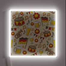 Charger l&#39;image dans la galerie, Vibrant Music and Beer Oktoberfest Themed Cream Colored Neon Sign