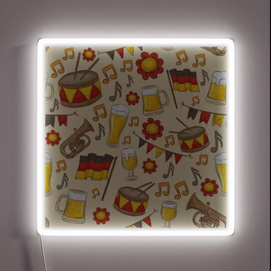 Vibrant Music and Beer Oktoberfest Themed Cream Colored Neon Sign