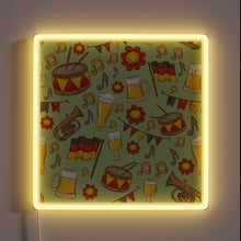 Charger l&#39;image dans la galerie, Vibrant Neon Sign Featuring Beer and Music Oktoberfest Design Inspiration.