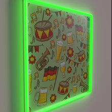 Charger l&#39;image dans la galerie, Neon Oktoberfest decor featuring music and beer in lime.