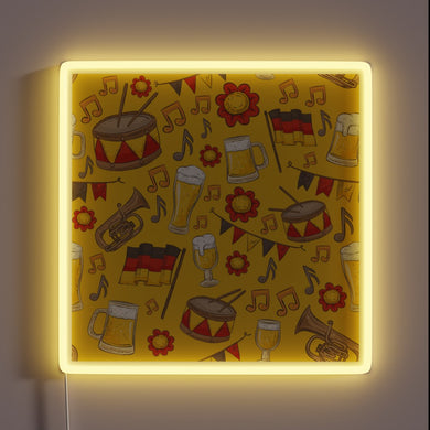 Neon RGB Oktoberfest beer festival music pattern marquee decorative sign