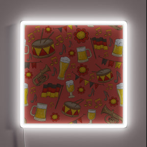 Neon RGB Sign Featuring Colorful Oktoberfest Themed Music and Beer