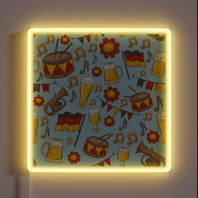 Vibrant RGB Neon Sign Depicting Oktoberfest Fun with Beer & Music