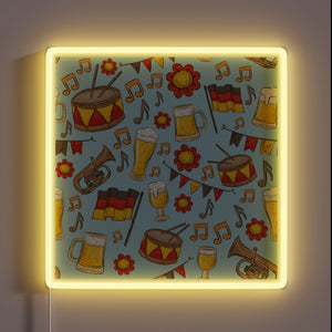 Vibrant RGB Neon Sign Depicting Oktoberfest Fun with Beer & Music