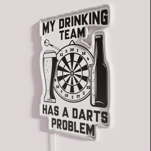Neon bar pub decor sign drinking team darts problem solution