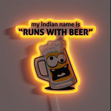 Charger l&#39;image dans la galerie, Vibrant RGB Neon Sign: &#39;Runs with Beer&#39; Native Indian Name