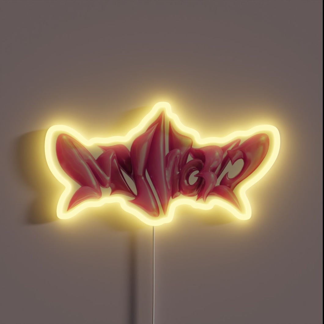 Add vibrant colorful ambiance with this customizable neon sign decor.