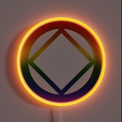 Vibrant Neon Sign Displaying the Narcotics Anonymous Rainbow Pride Symbol