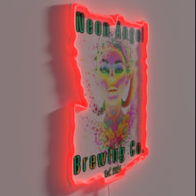 Charger l&#39;image dans la galerie, Neon angel brewery logo illuminated wall decoration, RGB effects available.