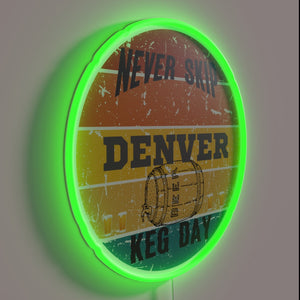 Vibrant never skip keg day neon bar sign for entertainment.