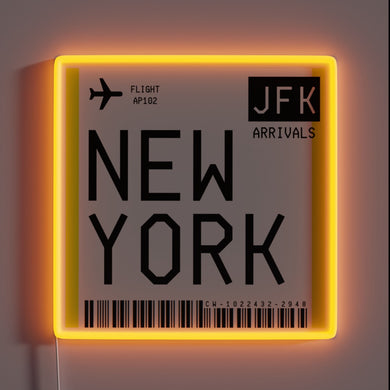 New York boarding pass neon sign — your wall’s ticket to the city that never sleeps.