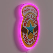 Charger l&#39;image dans la galerie, Authentic Newcastle Brown Ale logo in vibrant RGB neon lighting.