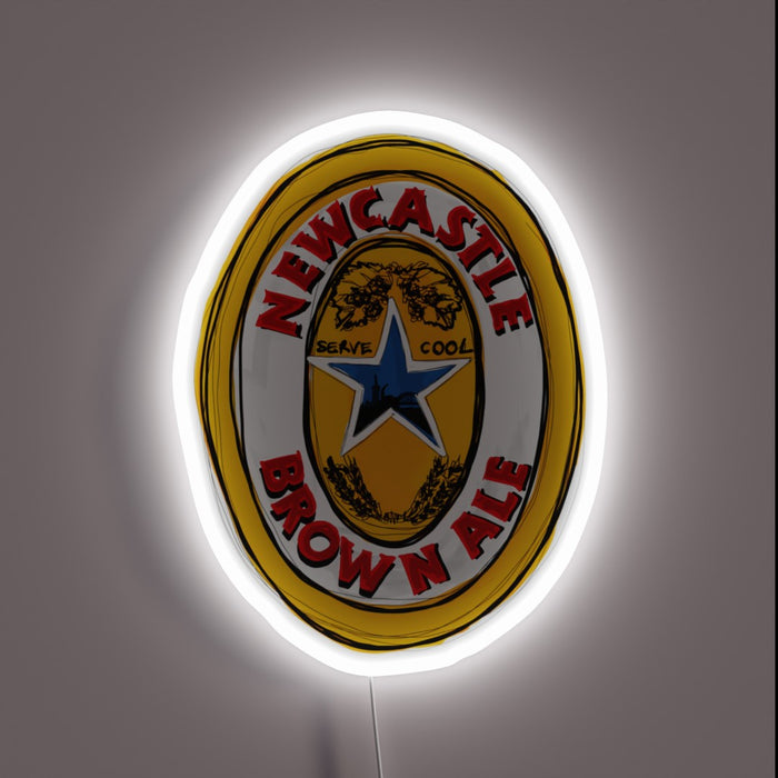Authentic Newcastle Brown Ale Brewery Sign with Color-Changing RGB Neon Lighting