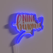 Charger l&#39;image dans la galerie, Pastel pink gradient hues radiate from Ning Bingard&#39;s vibrant neon display.