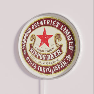 Neon Nippon Beer Sign, Vibrant RGB Illuminated Japanese Pub Decor Accents