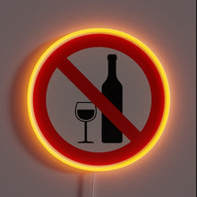 Charger l&#39;image dans la galerie, Eye-catching no-alcohol policy indicator in vibrant RGB neon colors.