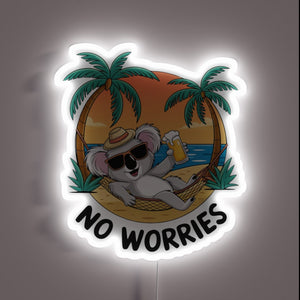 Relax in style with this vibrant No Worries RGB neon.