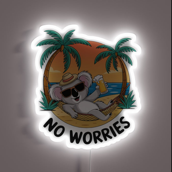 Relax in style with this vibrant No Worries RGB neon.