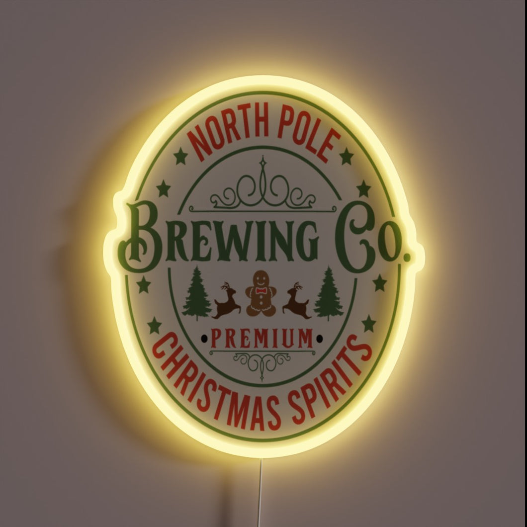 Vibrant North Pole Brewing Co Neon Sign in RGB Color
