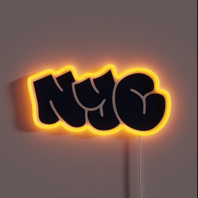 NYC graffiti-style neon sign — bold, urban, and street-ready.