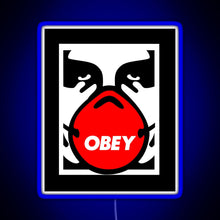 Charger l&#39;image dans la galerie, OBEY Giant Shepard Fairey Face Mask Pop Art RGB neon sign blue