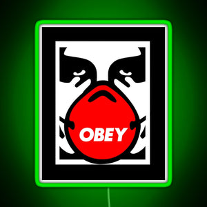 OBEY Giant Shepard Fairey Face Mask Pop Art RGB neon sign green