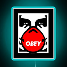 Charger l&#39;image dans la galerie, OBEY Giant Shepard Fairey Face Mask Pop Art RGB neon sign lightblue 