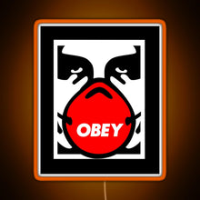 Charger l&#39;image dans la galerie, OBEY Giant Shepard Fairey Face Mask Pop Art RGB neon sign orange