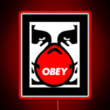 Charger l&#39;image dans la galerie, OBEY Giant Shepard Fairey Face Mask Pop Art RGB neon sign red