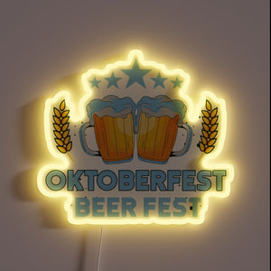 Vibrant Octoberfest Beer Sign with RGB Neon Lighting Accents