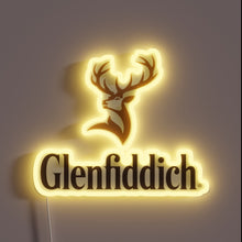Charger l&#39;image dans la galerie, Vintage-inspired Glenfiddich logo in vibrant RGB neon illuminated signage.