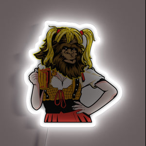 Retro-Style Oktoberfest Neon Sign: Fraulein Bigfoot Cheers to Lager