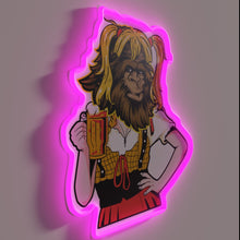 Charger l&#39;image dans la galerie, Colorful Oktoberfest beer themed neon sign with girl Bigfoot design.