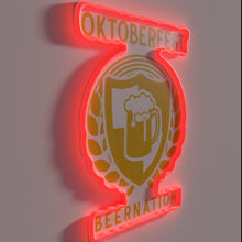Charger l&#39;image dans la galerie, Vibrant Neon Sign Illuminates Your Space with Oktoberfest Beer Nation Spirit