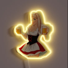 Charger l&#39;image dans la galerie, Vibrant RGB Neon Sign Featuring Oktoberfest Girl and Beer Icon