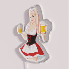 Charger l&#39;image dans la galerie, Colorful Neon Beer Sign Featuring a Vintage Oktoberfest Party Girl