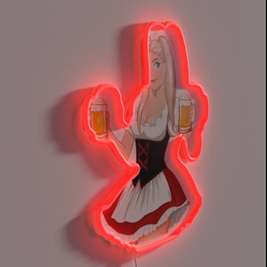 Traditional German themed neon sign for Oktoberfest parties and bars.
