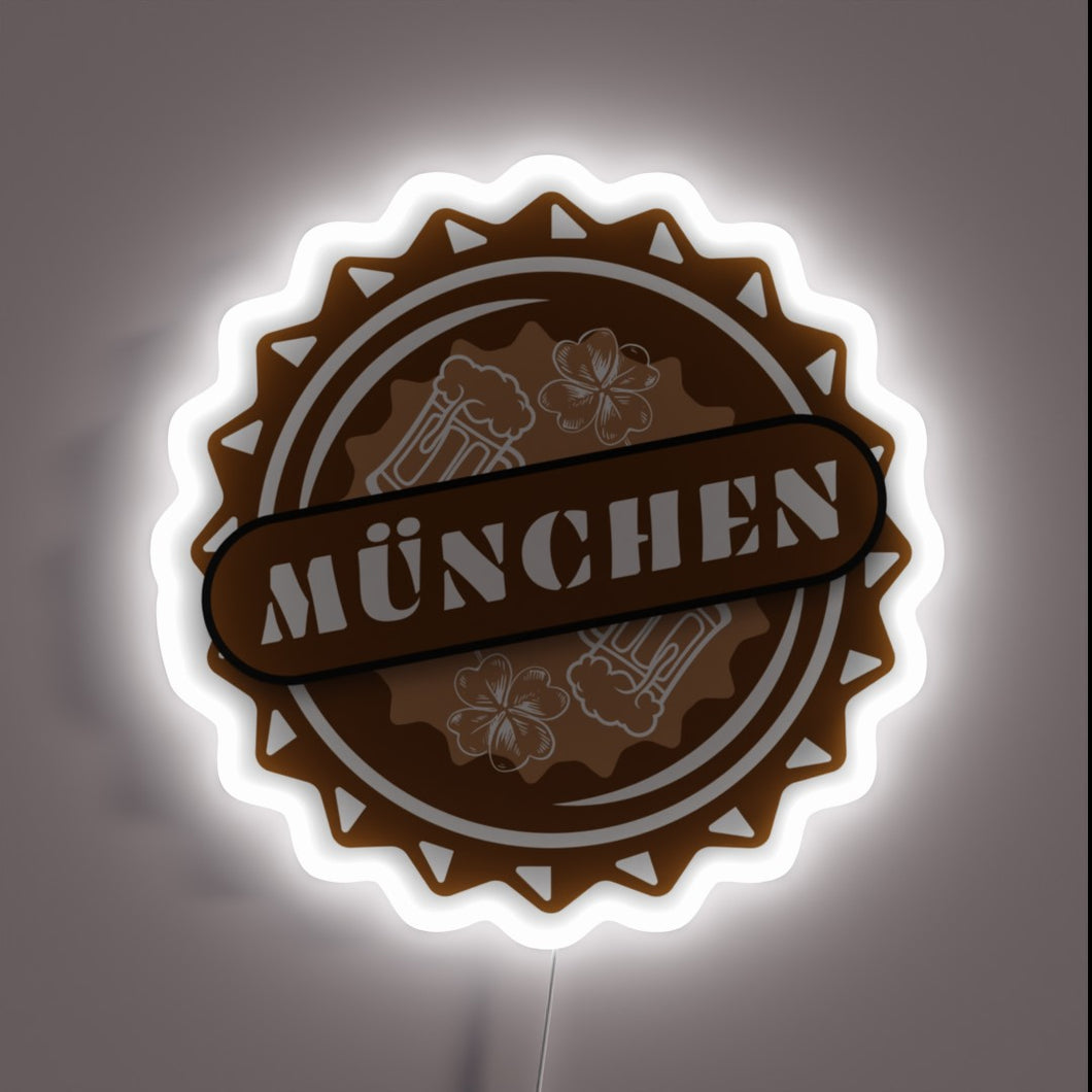 Vibrant RGB illuminated neon sign for Munich's iconic Oktoberfest celebrations
