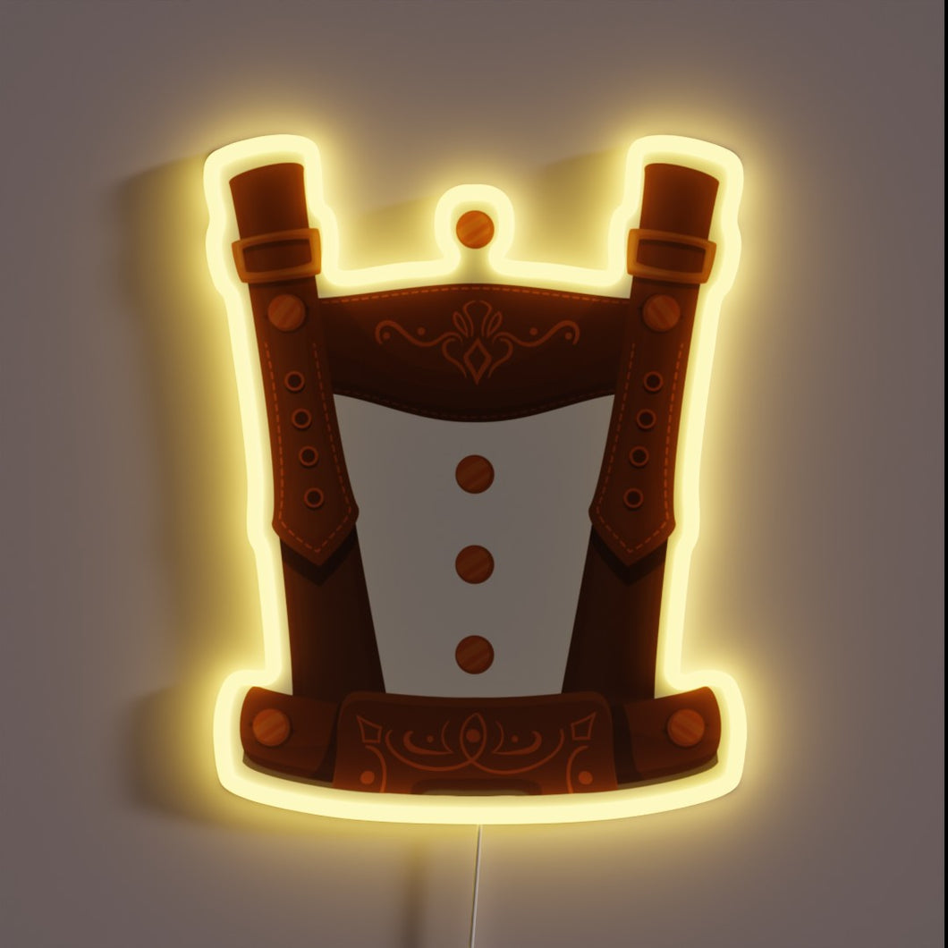 Authentic German-inspired LED lederhosen costume with vibrant neon accents