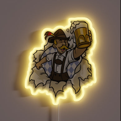 Vibrant Neon Sign Celebrating Traditional German Culture with Colorful RGB Lights