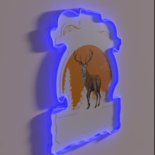 Charger l&#39;image dans la galerie, Vibrant Neon Sign Featuring Oktoberfest Lederhosen And Colorful Deer Tracht.