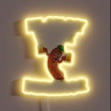 Charger l&#39;image dans la galerie, Vibrant neon bar decor featuring festive sausage beer inspired graphics